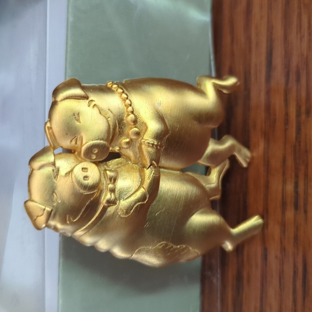 JJ Jonette Vintage Dancing Pigs Brooch/Pin
